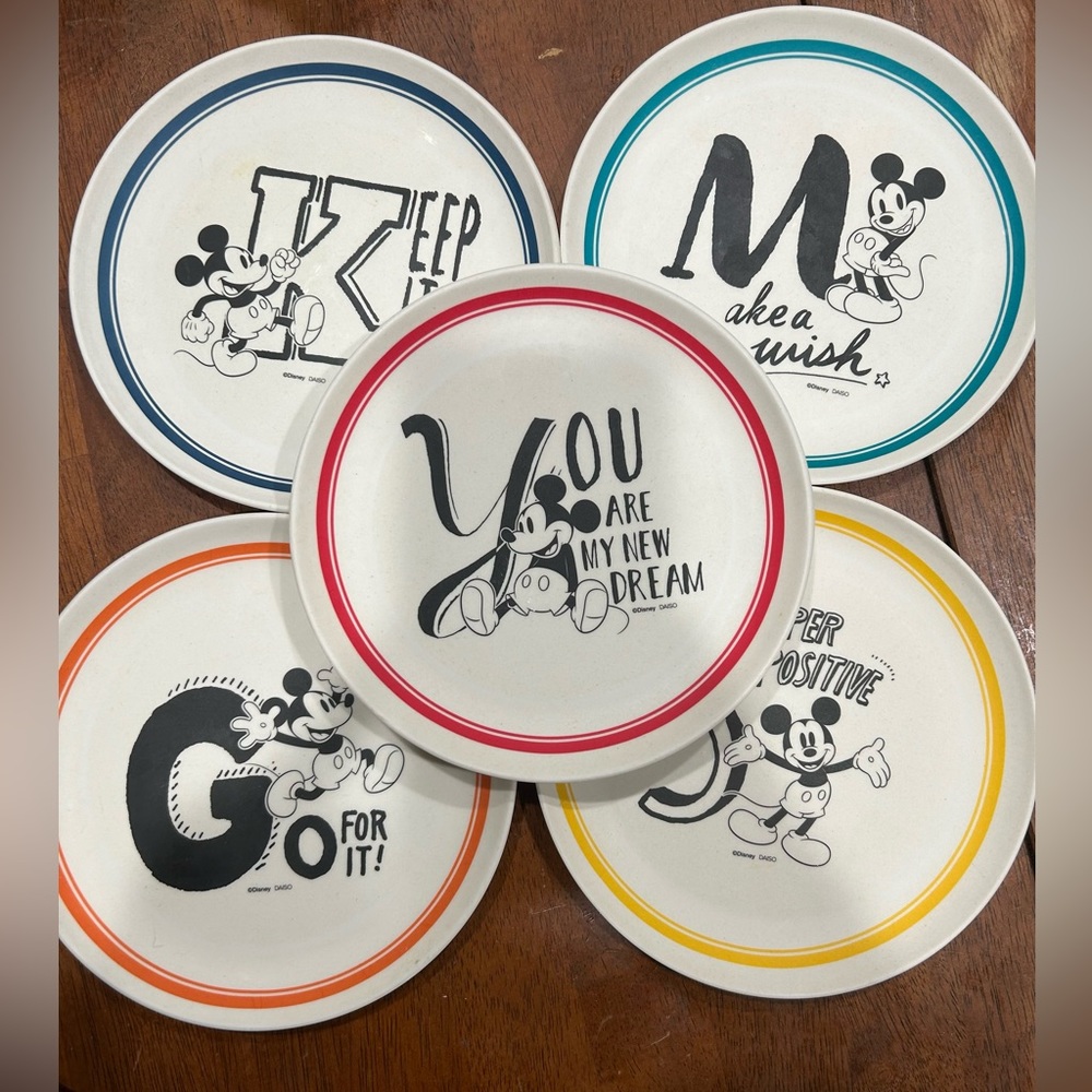 Disney Daiso Bamboo Fiber Salad/Snack Plates- Set of 5. Never used
